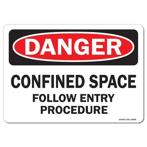 OSHA, Confined Space Follow Entry Procedure, 5in X 3.5in, 10PK, 3.5" H, 5" W, Landscape, PK10